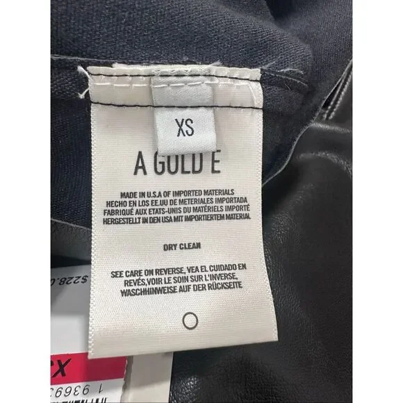 AGOLDE Calla Vegan Leather Shirt in Shadow Size Extra Small $275